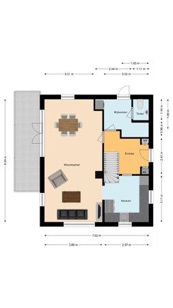 Plattegrond - Hoofdweg 146, 7676 AJ Westerhaar - Begane grond.jpg